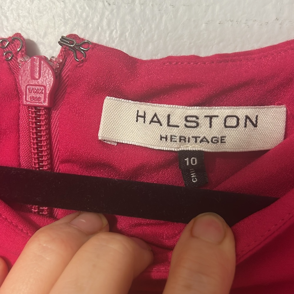 Halston Heritage Fuchsia Peplum Midi Dress - Picture 3 of 5